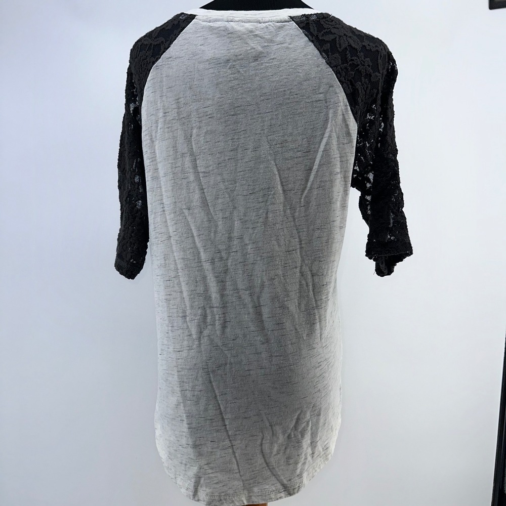 Harley Davidson Womens Black‎ Lace Sleeve Raglan Graphic T Shirt Size L - Picture 4 of 9